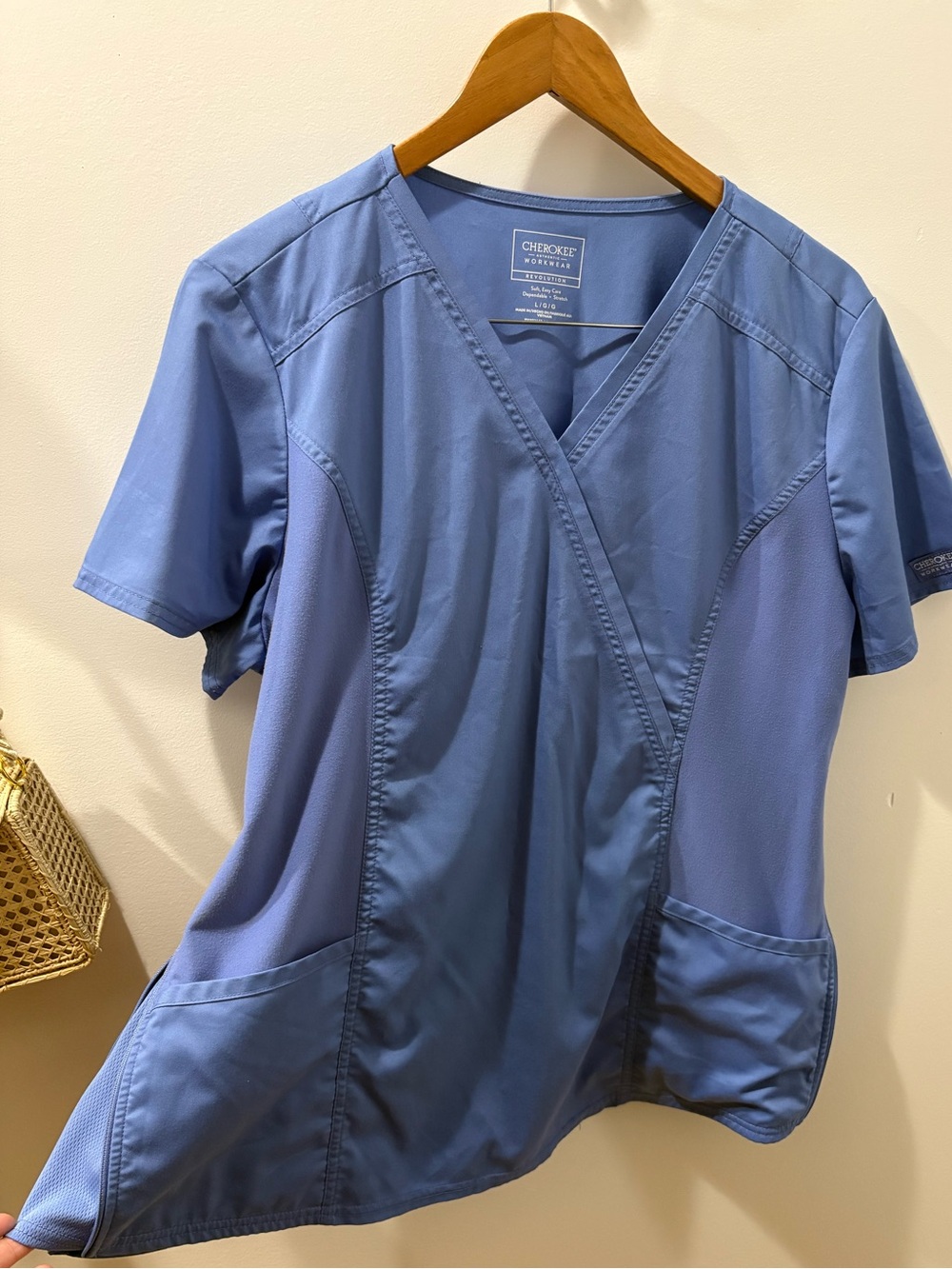 Cherokee Periwinkle Crossover V-Neck Scrub Top
